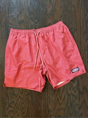 Vineyard Vines Island Swim Trunks, Size Men's Large, Jetty Red Stripe, Quick Dry